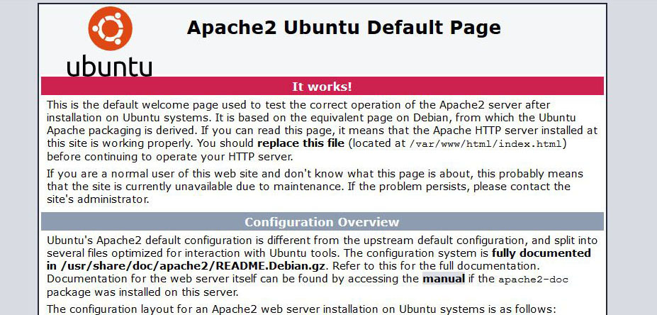 Page par défaut d'Apache